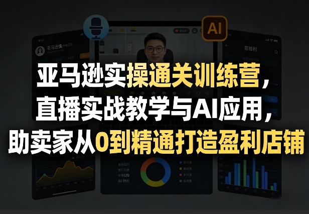 亚马逊实操通关训练营，直播实战教学与AI应用，助卖家从0到精通打造盈利店铺(更新4月2日)-小y轻创