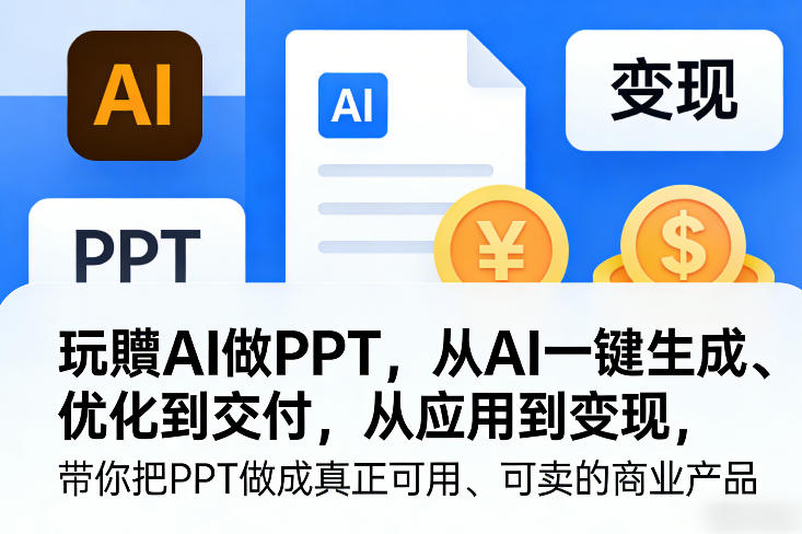 玩賺AI做PPT，从AI一键生成、优化到交付，从应用到变现，带你把PPT做成真正可用、可卖的商业产品(更新0401)-小y轻创