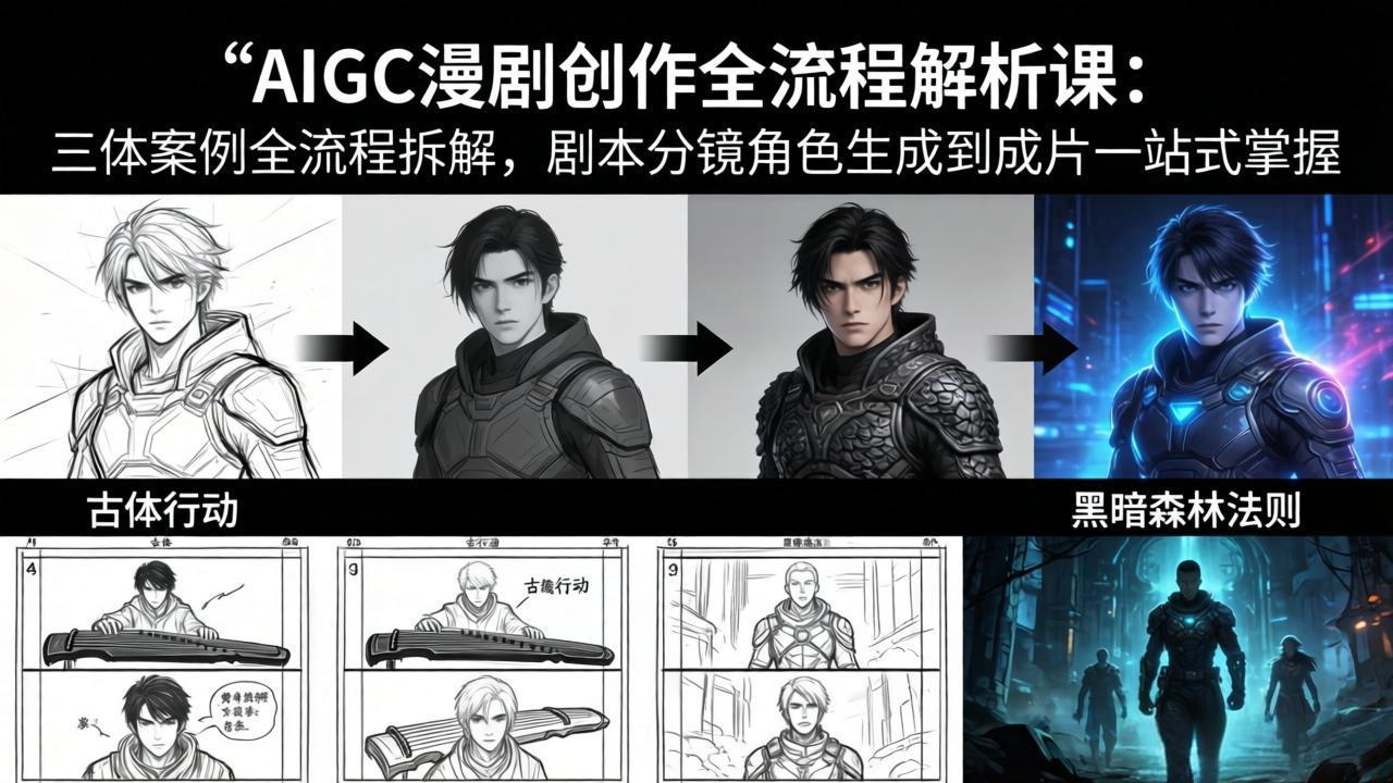 AIGC漫剧创作全流程解析课：三体案例全流程拆解，剧本分镜角色生成到成片一站式掌握-小y轻创