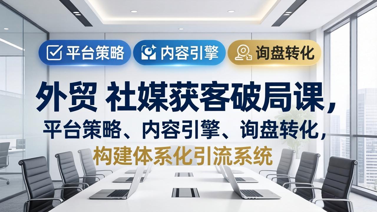外贸 社媒获客破局课，平台策略、内容引擎、询盘转化，构建体系化引流系统(更新26年3月-小y轻创