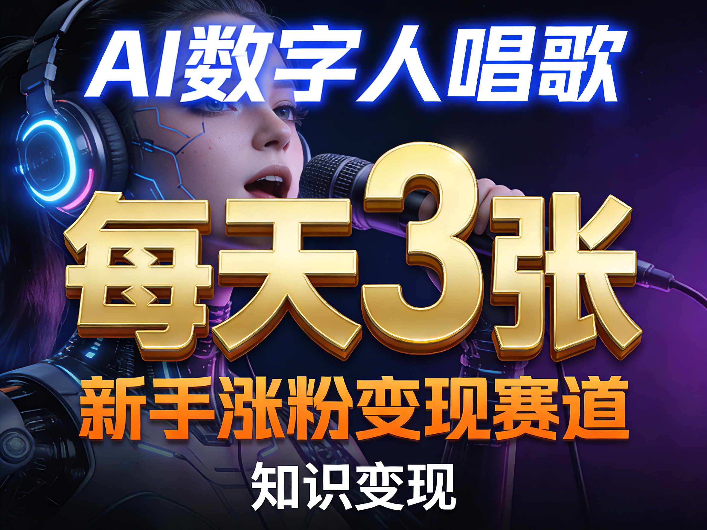 AI数字人唱歌，新手涨粉变现赛道，每天3张和知识付费，副业必备-小y轻创