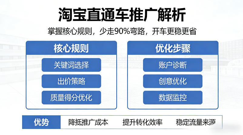 淘宝直通车推广解析，掌握核心规则，少走90%弯路，开车更稳更省-小y轻创