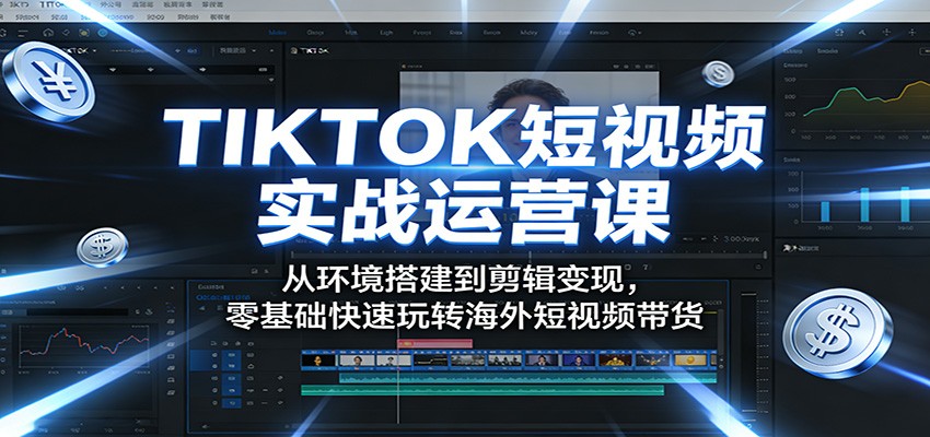 TIKTOK短视频实战运营课：从环境搭建到剪辑变现，零基础快速玩转海外短视频带货-小y轻创