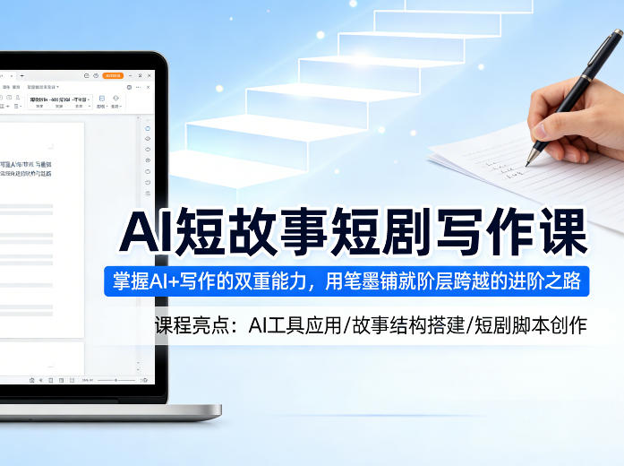 AI短故事短剧写作课，掌握AI+写作的双重能力，用笔墨铺就阶层跨越的进阶之路-小y轻创