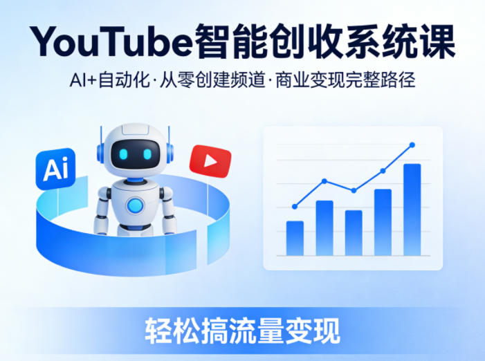YouTube智能创收系统课,AI+自动化,从零创建YouTube频道并实现商业变现的完整路径,轻松搞流量变现-小y轻创