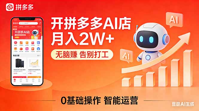 开一家拼多多AI店,月入2W+,无脑赚,告别打工,附SOP手册-小y轻创