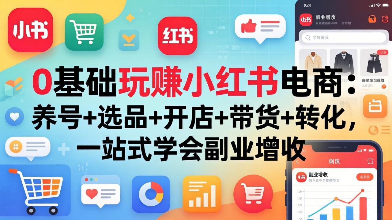 0基础玩赚小红书电商:养号+选品+开店+带货+转化,一站式学会副业增收-小y轻创