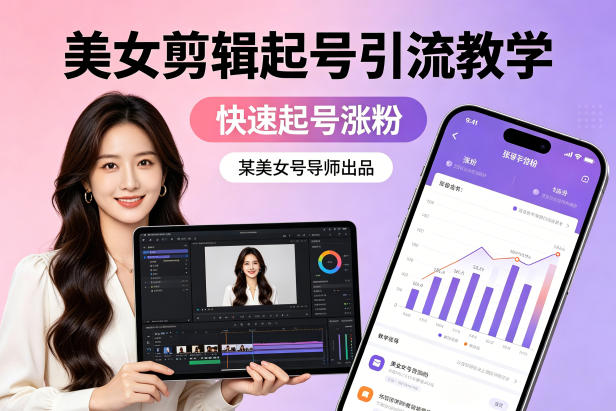 某美女号导师出品：美女剪辑起号引流教学，快速起号涨粉-小y轻创