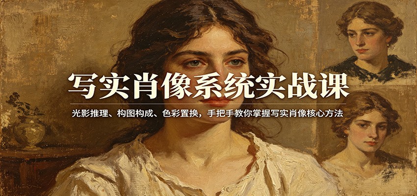 写实肖像系统实战课:光影推理、构图构成、色彩置换,手把手教你掌握写实肖像核心方法-小y轻创