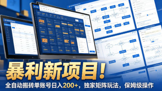 暴利新项目!全自动搬砖单账号日入200+,独家矩阵玩法,保姆级操作【揭秘】-小y轻创