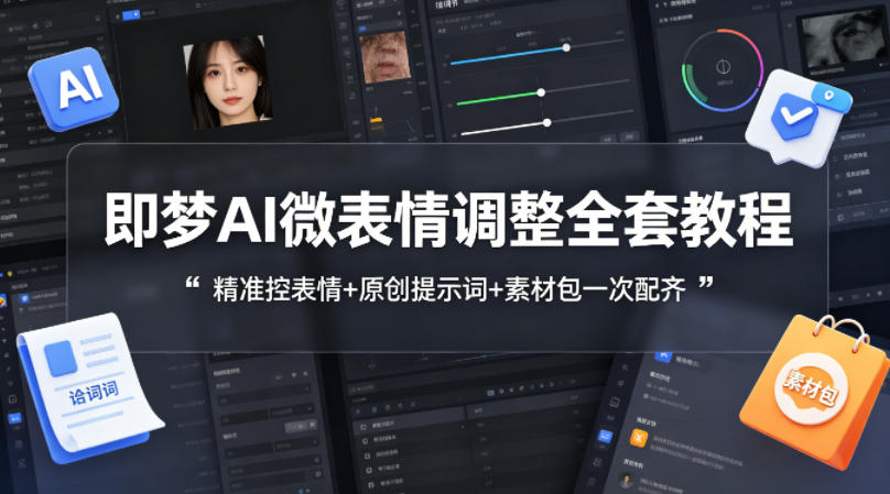 即梦AI微表情调整全套教程，精准控表情+原创提示词+素材包一次配齐-小y轻创