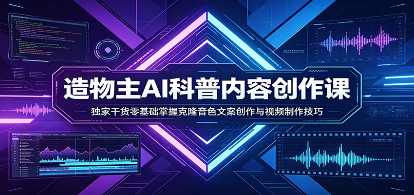 AI科普内容创作课：独家干货零基础掌握克隆音色文案创作与视频制作技巧-小y轻创