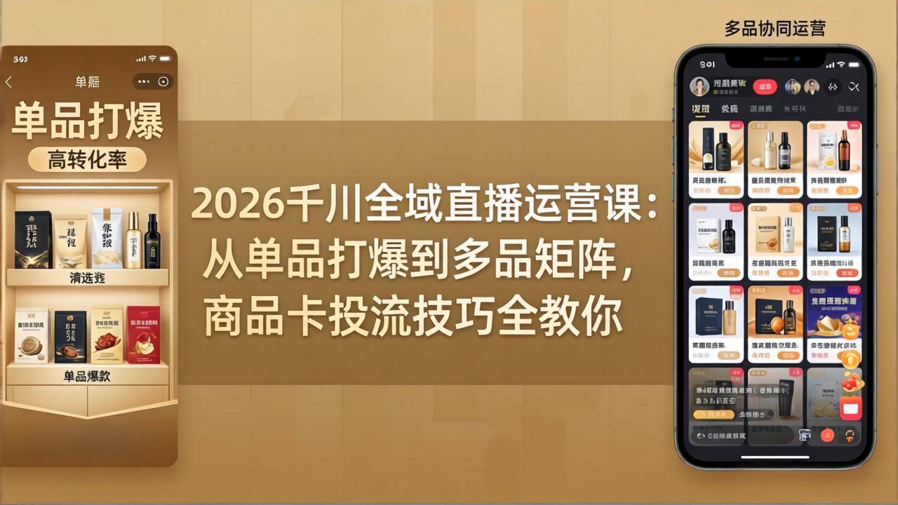 2026千川全域直播运营课：从单品打爆到多品矩阵，商品卡投流技巧全教你-小y轻创