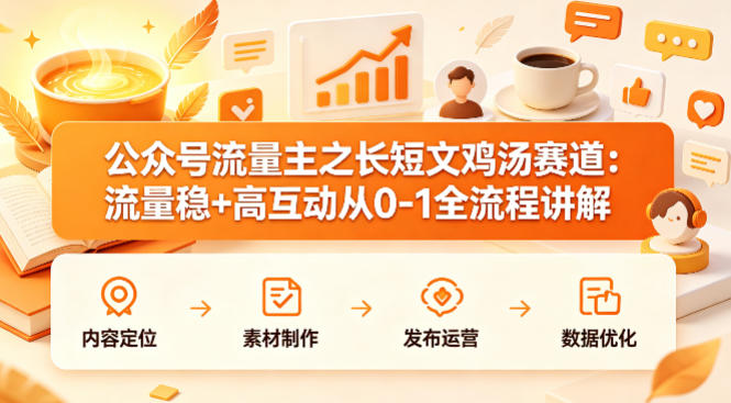 公众号流量主之长短文鸡汤赛道，流量稳+高互动，从0-1全流程讲解-小y轻创