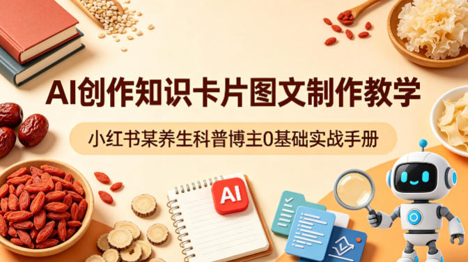 AI创作知识卡片图文制作教学，小红书某养生科普博主0基础实战手册-小y轻创