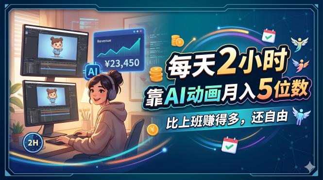 每天 2 小时，靠 AI 动画月入 5 位数，比上班赚得多，还自由-小y轻创