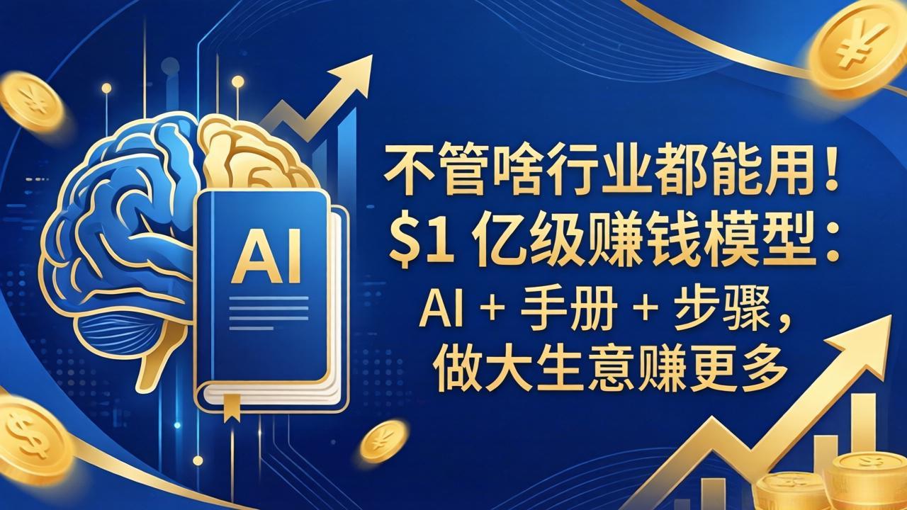 不管啥行业都能用！$1 亿级赚钱模型：AI + 手册 + 步骤，做大生意赚更多-小y轻创