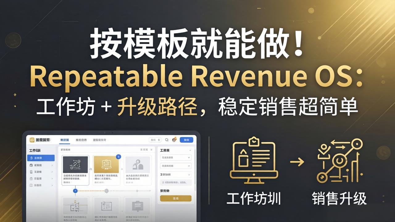 按模板就能做！Repeatable Revenue OS：工作坊 + 升级路径，稳定销售超简单-小y轻创