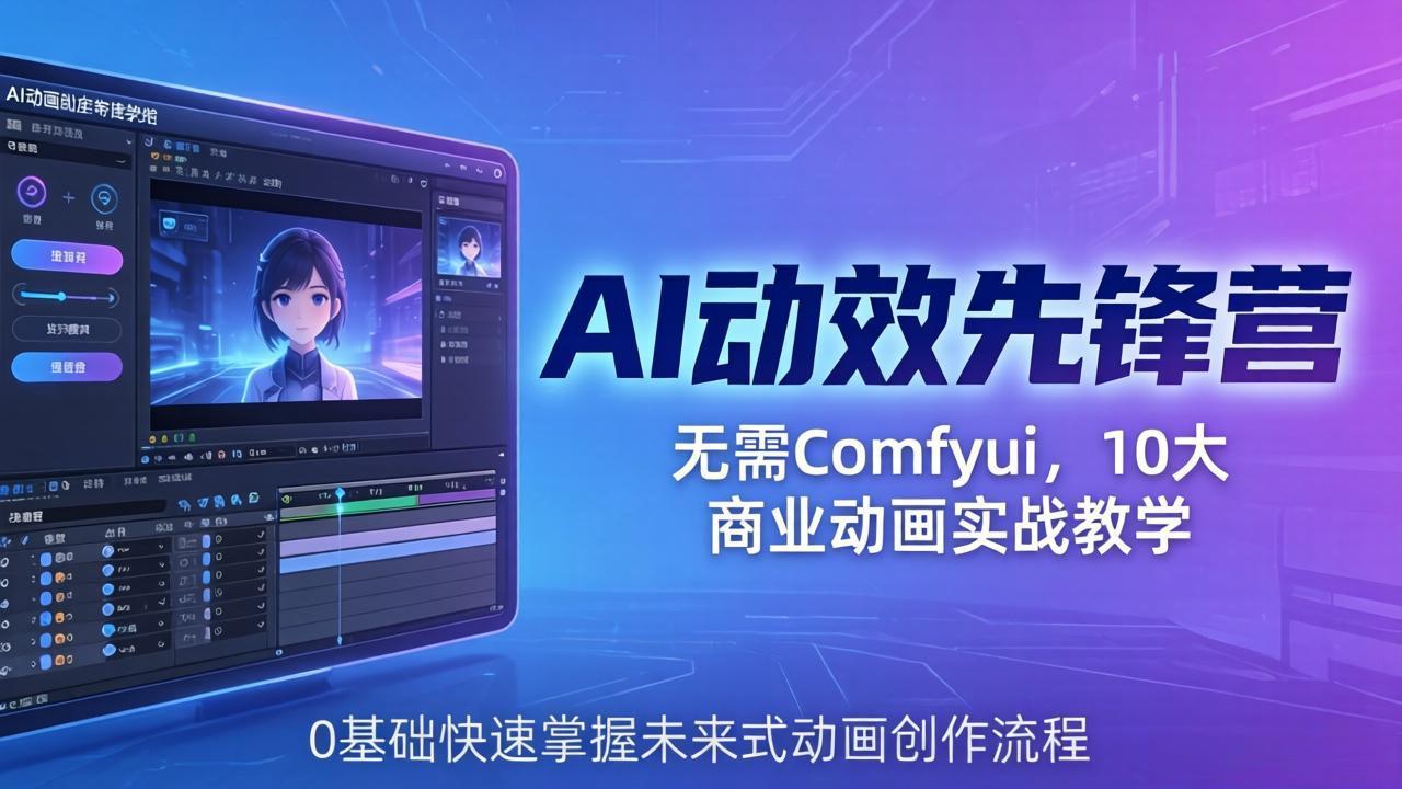 AI 动效先锋营：无需Comfyui，10大商业动画实战教学，0基础快速掌握未来式动画创作流程-小y轻创