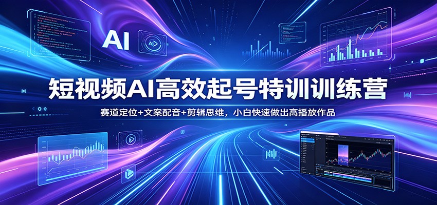 短视频AI高效起号特训训练营：赛道定位+文案配音+剪辑思维，小白快速做出高播放作品-小y轻创