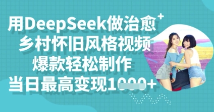 用DeepSeek做治愈乡村怀旧风格视频，爆款轻松制作，当日最高变现多张-小y轻创